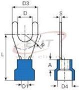Fork Terminal w. Collar V 5.3 b, 1.5..2.5mm² M5, G5.3 L22, -25..75°C, PVC, 100pcs/pck, blue
