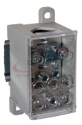 Distribution Block Al/Cu PVB 160-6, 95/150mm²/ 6x 35mm², 160A 100VAC/DC, incl. markers, TS35, mounting plate, grey