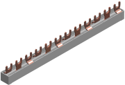 Busbar G-3L-210/10Ci, L1-L2-L3, 12M| 4x3, 10mm², fork, pitch 17.8mm, incl. endcover, screw M5-M6, MaxPro