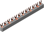 Busbar G-4L-210/10 ML, L1-N-L2-N-L3-N, 12M| 6x2, 10mm², fork, pitch 17.8mm, incl. endcover, screw M5-M6, MaxPro