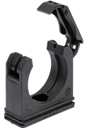 Conduit Clamp w. Cover RQS, D28.5mm, fixing ribs as strain relief, -40..120°C, polyamide PA6, HB (UL 94), black