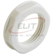 Locknut w. Flange Synthetic, PG9, wrench 21mm, thread 5mm, -30..100°C, PA6, HF, light grey