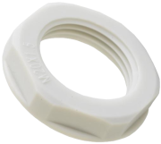 Locknut w. Flange Synthetic, M40x1.5, wrench 48mm, thread 8.4mm, -30..100°C, PA6, HF, light grey