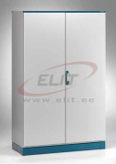 Cabinet E MOX, 1200Wx1600Hx400D, monobloc, double door, rear panel, mounting plate, 3point locking w. ø3mm double bar locking system, cable entry bottom plates, seal, C3M| epoxy resin layer, IP55 IK10, NEMA12, ocean blue, grey