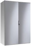 Cabinet E NUX, 1200Wx1800Hx400D, frame, double plain door, rear panel, lever-operated double bar locking w. 3mm double-bit insert, modular adj. cable entry w. sealing gasket, silicone seal, ss AISI304L, IP55 IK10, Nema12