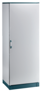 Cabinet ENUX, 1000Wx2200Hx600D, frame, plain door, rear panel, lever-operated double bar locking w. 3mm double-bit insert, modular, adj. cable entry w. sealing gasket, C3M| epoxy resin layer, IP55 IK10, NEMA12, ocean blue/ grey