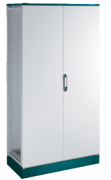 Cabinet ENUX, 1200Wx1600Hx400D, frame, blank double door, rear panel, lever-operated double bar locking w. 3mm double-bit insert, modular, adj. cable entry w. sealing gasket, C3M| epoxy resin layer, IP55 IK10, NEMA12, ocean blue/ grey
