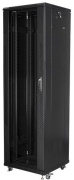 Free-Standing Rack 19in, 42U 600Wx2055Hx800D, toughened glass front door, removable side panels, cable entry on the top, bottom, incl. adj. feet, castors, max. load 800kg, flatpack, black