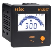 MV2307| Digital Voltmeter, 3digits LCD backlight ^analog bargraph indication, 3Ø-4wire ^3Ø-3wire, 50-480VAC (max 516V), sv 240VAC ±20%, ■76x76/ □68x68mm, IP65