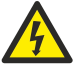 Device Marker 100x100x100, Triangle Lightning Flash, self-adhesive, -45..80°C, PVC, yellow-black