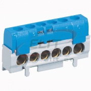 N-klemm, 1x 10..35mm² + 5x 6..25mm², 100A 400V, touch-proof, sinine