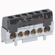 L-klemm, 1x 10..35mm² + 5x 6..25mm², 100A 400V, touch-proof, black