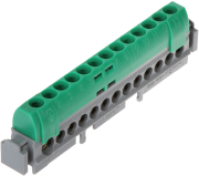 PE-klemm, 1x 6..25mm² + 12x 1.5..16mm², 100A 400V, touch-proof, green