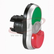 Surunupp Osmoz, twin head| green I, valge pilot light, red O projecting, ø22.5mm, metal bezel, IP66, Legrand