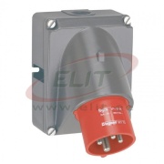 Panel-Mount Flange Inlet Hypra, 3P+E 16A 415VAC, plastic, IP44