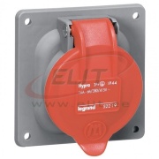 Panel-Mount Flange Socket Hypra, 3P+E 16A 415VAC, plastic, IP44