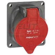 Panel-Mount Flange Socket Hypra, 3P+N+E 16A 415VAC, inclined, plastic, IP44