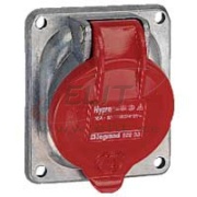 Panel-Mount Flange Socket Hypra, 3P+E 32A 415VAC, inclined, metal, IP44