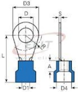 Kaabliking kraega R 6.4 b, 1.5..2.5mm² M6, ø6.4 L27, -25..75°C, PVC, 100pcs/pck, sinine