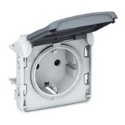 Pistikupesa Plexo, mech.| 2P+E Schuko, 16A 250VAC, kruviklemm, IP55 IK07, hall