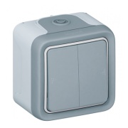 PP Paaris-vekselüliti Plexo, 10A 250VAC, vedruklemm, IP55 IK07, hall