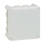 Plastkarp Plexo, 130Wx130Hx74D, 10glands ø4..25mm cable/tube, -25..40°C, PS, cover with 4x ¼ turn lock screw, IP55 IK07, hall