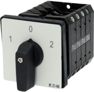 T5B-4-8213/E| Cam Switch, 1-0-2| 60°-0-60°, 30kW 63A 4x 400VAC, incl. black handle, silver legend plate 87x87mm, clamp terminal 25/35mm² 4Nm, panel mounting, IP65