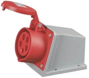 PP jõupesa, 3P+N+E 16A 415VAC, kompl. läbiviik M25x1.5, IP44, MaxPro, punane