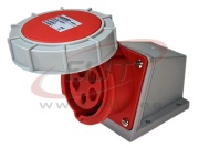 PP jõupesa, 3P+N+E 16A 415VAC, kompl. läbiviik M25x1.5, IP67, MaxPro, punane