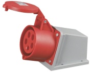 PP jõupesa, 3P+N+E 32A 415VAC, kompl. läbiviik M25x1.5, IP44, MaxPro, punane