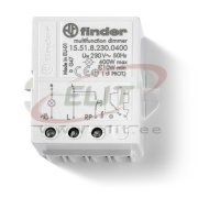 Dimmer 15.51, 1NO 400W 230VAC ^50W LED, lineaarne reguleerimine, paigaldus seadmetoosi, Finder