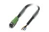 Sensor/actuator Cable SAC-3P-3.0-PUR/M8FS, M8 3pin socket », 4A 48VAC/ 60VDC, -25..90°C, L3m PUR cable, IP68, Phoenix, black