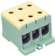 Hargnemisklemm Al/Cu UK50/3PE, 1P (6holes) 2.5-50mm² 290/320A 1000VAC/ 1500VDC, Hex5 4Nm 2.5..4mm²/ 12Nm 6..50mm², TS35, MaxPro, koro