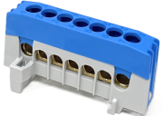 N-klemm N7-F2, 7x16mm², 63A 690V, puutekindel, TS35, Z2, sinine