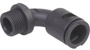 Liitmik RQB190-M, M20x1.5| D21.2, 90° bend, wrench 26mm, conically sealing, -40..120°C, polyamide impact-resistant, V0 (UL 94), IP66, black