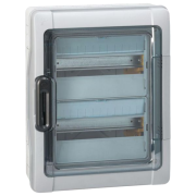 Plastkilp Plexo³, 2x 12M, 90A 400VAC, PEN 17, 17, 432x340x161mm, reinforced polystyrene, PC, -25..40°C, incl. 16 cable glands, UV-stable, HF, cl. II, IP65 IK09, kirgas, hall