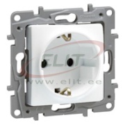 Pistikupesa Niloe, mech.| 2P+E Schuko, shutters, 16A 250VAC, 2.5mm², valge