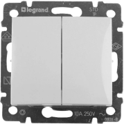 Sv Paaris veksellüliti Valena, mehh.| 2x 2way, 10A 250VAC, vedruklemm, valge