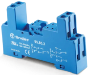 Socket 95.85.3, 40.51/40.52/40.61/44.52/44.62, takes 99.80, incl. 095.71 metal retaining clip, marker, panel mount, TS35, sinine
