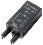 MO Varistor ^LED, 240VAC/DC, overvoltage protection in AC/DC circuits (polarity A2+, A1-), LED indicator in AC/DC circuits, SRU05/08-E/ST ^SRC05/08-E/ST ^SKB/SKC14-E/ST