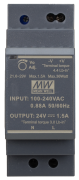 Moodultoiteplokk HDR, input 85..264VAC/120..370VDC, output 36W 1.5A 21.6..29VDC, LED, op. temp -30 to +70°C, W35mm, TS35/15/7.5, MaxPro