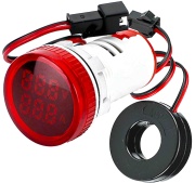 Amper-, Voltmeeter XB7 Monolithic, ø22.5mm, 1.8A..100AAC, 20..500VAC, IP65, punane