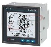 Võrguanalüsaator ND25, 1/3ph| 2/3/4-wire, input 100-600VLL, CT-1/5A, LCD, %THD V/I up to 31th, output Ethernet, ModBus TCP/IP, data logging 8MB flash, sv 100..550VAC/DC, cl. 0.2s, op. temp -20 to +70°C, ■96x96mm/ □92x92mm