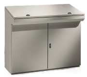 Juhtpult SBA, 1200Wx1000Hx400D, rear, double front doors, upper panel, TS35, gas springs, mounting plate, adj. cable entry, doors w. ø3mm double bar closing system, CE/UL, IP55 IK10, NEMA12, hall