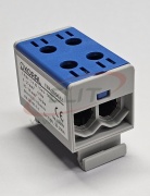 Hargnemisklemm Al/Cu TBA, 1P (4holes) 2.5-50mm² 290/320A 1000VAC/1500VDC, 35mm DIN-rail, Koral, blue