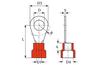 Kaabliking kraega R 4.3 r, 0.5..1.5mm² M4, ø4.3 L19.6, -25..75°C, PVC, 100pcs/pck, punane