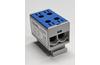 Hargnemisklemm Al/Cu TBA, 1P (4holes) 2.5-50mm² 290/320A 1000VAC/1500VDC, 35mm DIN-rail, Koral, blue