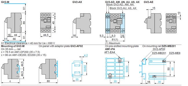 SGV2-ME08 Motor Protection Circuit Breaker GV2-ME, 2.5..4A 1.1kW 100kA ...