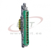 PE-Terminal Block, 1x 6..25 + 12x 1.5..16mm², 100A 400V, touch-proof, green
