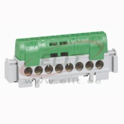PE-Terminal Block, 1x 6..25mm² + 16x 1.5..16mm², 100A 400V, touch-proof, green